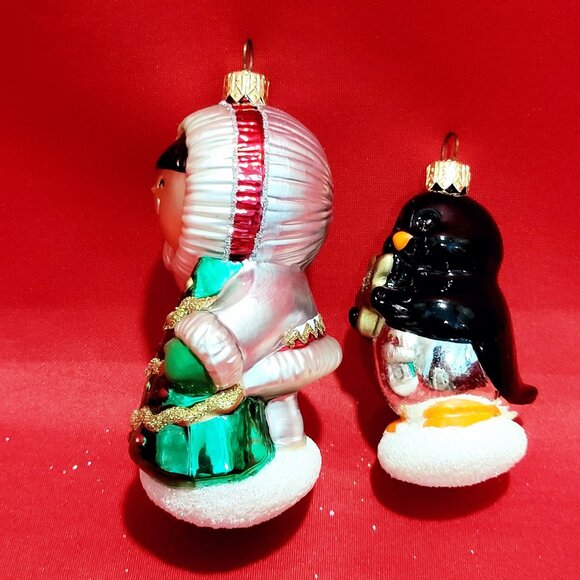 Hallmark Blown Glass Frosty Friends Set of 2 Ornaments 1998  Eskimo & Penguin Ch - Picture 7 of 12